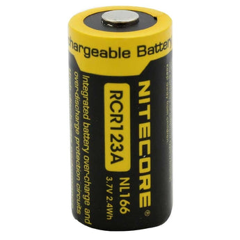Nitecore NL166 RCR123A / 16340 650mAh 3.7V Protected Lithium Ion (Li-ion) Button Top Battery - Blister Pack