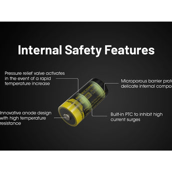 Nitecore NL169 RCR123A / 16340 950mAh 3.6V Protected Lithium Ion (Li-ion) Button Top Battery