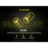 Nitecore NL169 RCR123A / 16340 950mAh 3.6V Protected Lithium Ion (Li-ion) Button Top Battery