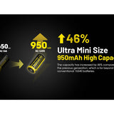 Nitecore NL169R 16340 950mAh 3.6V Lithium Ion (Li-ion) Button Top Battery with USB-C Charging Port