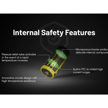 Nitecore NL169R 16340 950mAh 3.6V Lithium Ion (Li-ion) Button Top Battery with USB-C Charging Port