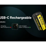 Nitecore NL1816R 18350 1600mAh 3.6V Lithium Ion (Li-ion) Button Top Battery with USB-C Charging Port