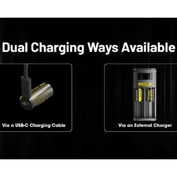 Nitecore NL1816R 18350 1600mAh 3.6V Lithium Ion (Li-ion) Button Top Battery with USB-C Charging Port