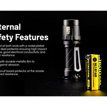 Nitecore NL1816R 18350 1600mAh 3.6V Lithium Ion (Li-ion) Button Top Battery with USB-C Charging Port