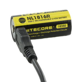 Nitecore NL1816R 18350 1600mAh 3.6V Lithium Ion (Li-ion) Button Top Battery with USB-C Charging Port