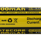 Nitecore NL18350A IMR 18350 700mAh 3.7V Unprotected High-Drain 7A Lithium Manganese (LiMn2O4) Flat Top Battery - Boxed