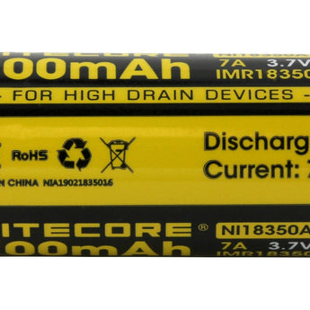 Nitecore NL18350A IMR 18350 700mAh 3.7V Unprotected High-Drain 7A Lithium Manganese (LiMn2O4) Flat Top Battery - Boxed