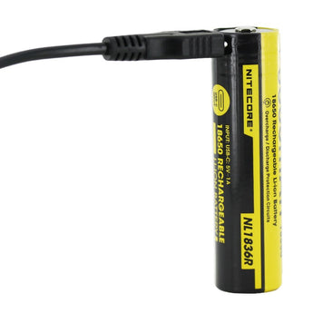 Nitecore NL1836R 18650 3600mAh 3.6V Protected Lithium Ion (Li-ion) Button Top Battery with Built In USB-C Charging Port