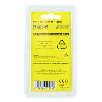 Nitecore NL2150 21700 5000mAh 3.6V Protected Lithium Ion (Li-ion) Button Top Battery - Retail Card