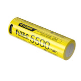 Yellow cylindrical battery with specifications on a white background