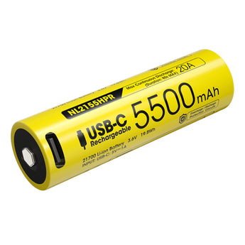 Yellow rechargeable battery with text on a white background