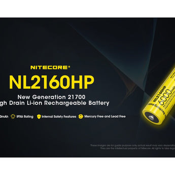 Nitecore NL2160HP 21700 6000mAh 3.6V Protected Lithium Ion (Li-ion) Button Top Battery