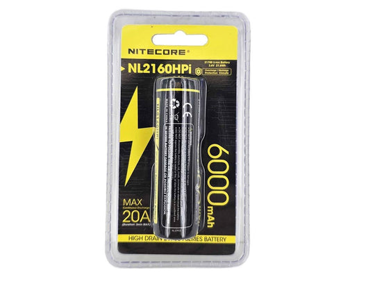 Nitecore NL2160HPi 21700 6000mAh 3.6V Protected Lithium Ion (Li-ion) Button Top Battery for the iSeries Flashlights