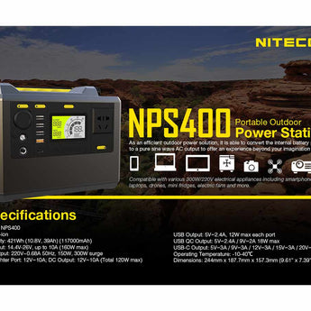 Nitecore NPS400 117AH Portable Power Station - 110V or 220V