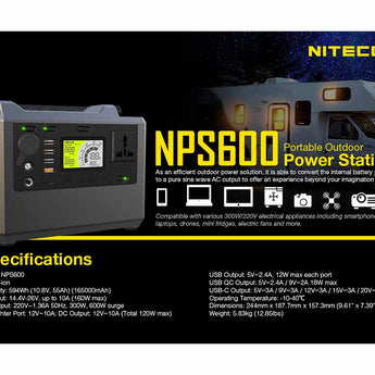 Nitecore NPS600 165AH Portable Power Station - 110V or 220V
