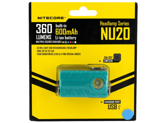 Nitecore NU20 USB Rechargeable Headlamp - CREE XP-G2 S3 LED - 360 Lumens - Includes Li-ion Battery Pack - Green