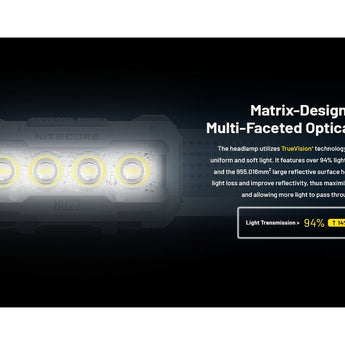 Nitecore NU27 USB-C Rechargeable LED Headlamp - 600 Lumens - MCT UHE - Uses Built-in 850mAh Li-ion Battery Pack - Shadow Black or Alpine White