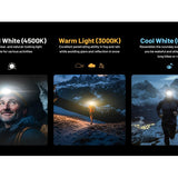 Nitecore NU27 USB-C Rechargeable LED Headlamp - 600 Lumens - MCT UHE - Uses Built-in 850mAh Li-ion Battery Pack - Shadow Black or Alpine White