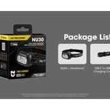 Nitecore NU30 USB-C Rechargeable LED Headlamp - 500 Lumens - Uses Built-in 1500mAh Li-ion Battery Pack
