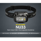 Nitecore NU33 USB-C Rechargeable LED Headlamp - 700 Lumens - Uses Built-in 2000mAh Li-ion battery Pack