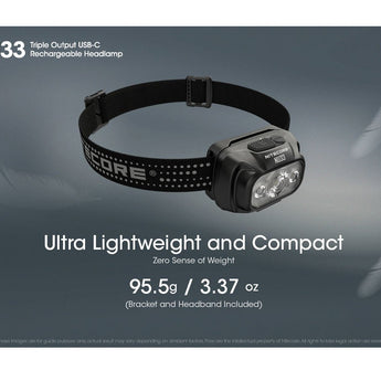 Nitecore NU33 USB-C Rechargeable LED Headlamp - 700 Lumens - Uses Built-in 2000mAh Li-ion battery Pack
