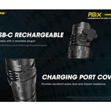 Nitecore P10iX USB-C Rechargeable LED Flashlight - 4000 Lumens - 4 x CREE XP-L2 V6 - Includes 1 x 21700 and NTH10 Holster
