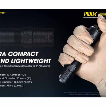 Nitecore P10iX USB-C Rechargeable LED Flashlight - 4000 Lumens - 4 x CREE XP-L2 V6 - Includes 1 x 21700 and NTH10 Holster