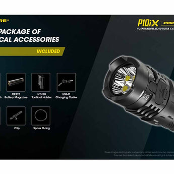 Nitecore P10iX USB-C Rechargeable LED Flashlight - 4000 Lumens - 4 x CREE XP-L2 V6 - Includes 1 x 21700 and NTH10 Holster