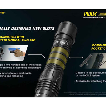 Nitecore P10iX USB-C Rechargeable LED Flashlight - 4000 Lumens - 4 x CREE XP-L2 V6 - Includes 1 x 21700 and NTH10 Holster