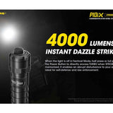 Nitecore P10iX USB-C Rechargeable LED Flashlight - 4000 Lumens - 4 x CREE XP-L2 V6 - Includes 1 x 21700 and NTH10 Holster