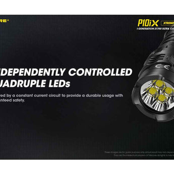 Nitecore P10iX USB-C Rechargeable LED Flashlight - 4000 Lumens - 4 x CREE XP-L2 V6 - Includes 1 x 21700 and NTH10 Holster