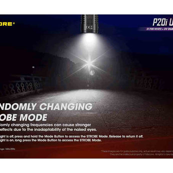 Nitecore P20i UV USB-C Rechargeable LED Flashlight - 1800 Lumens - Luminus SST-40-W - 320mW UV - Includes 1 x 21700 and NTH20 Holster