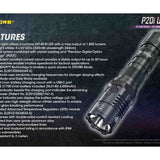 Nitecore P20i UV USB-C Rechargeable LED Flashlight - 1800 Lumens - Luminus SST-40-W - 320mW UV - Includes 1 x 21700 and NTH20 Holster