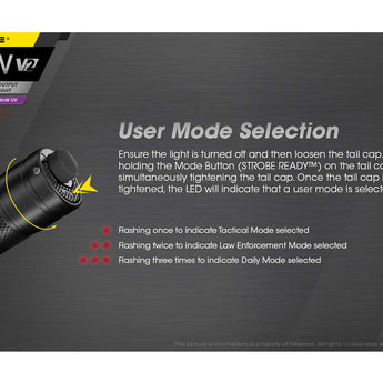 Nitecore P20 UV V2 Dual Output Tactical LED Flashlight - 1000 Lumens - 320mW UV Beam - CREE XP-L2 V6 - Uses 1 x 18650 or 2 x CR123A or 2 x RCR123A