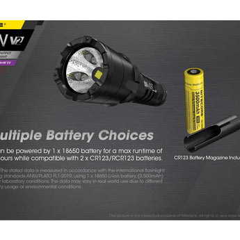Nitecore P20 UV V2 Dual Output Tactical LED Flashlight - 1000 Lumens - 320mW UV Beam - CREE XP-L2 V6 - Uses 1 x 18650 or 2 x CR123A or 2 x RCR123A