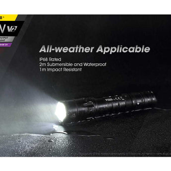 Nitecore P20 UV V2 Dual Output Tactical LED Flashlight - 1000 Lumens - 320mW UV Beam - CREE XP-L2 V6 - Uses 1 x 18650 or 2 x CR123A or 2 x RCR123A