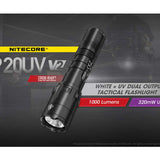 Nitecore P20 UV V2 Dual Output Tactical LED Flashlight - 1000 Lumens - 320mW UV Beam - CREE XP-L2 V6 - Uses 1 x 18650 or 2 x CR123A or 2 x RCR123A