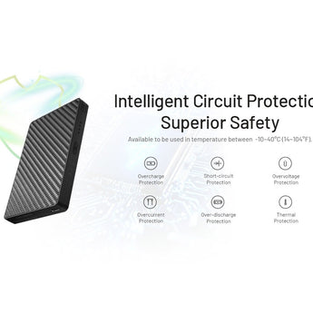 Nitecore POCKET10000 Carbon Fiber 10000mAh Li-ion Power Bank with Built-in USB-C Cable