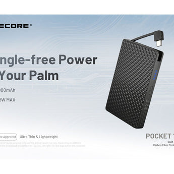 Nitecore POCKET10000 Carbon Fiber 10000mAh Li-ion Power Bank with Built-in USB-C Cable