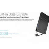 Nitecore POCKET10000 Carbon Fiber 10000mAh Li-ion Power Bank with Built-in USB-C Cable