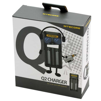 Nitecore Q2 2-Bay Quick Charger for Li-Ion, IMR Batteries - Comes in a Variety of Colors