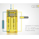 Nitecore Q2 2-Bay Quick Charger for Li-Ion, IMR Batteries - Comes in a Variety of Colors
