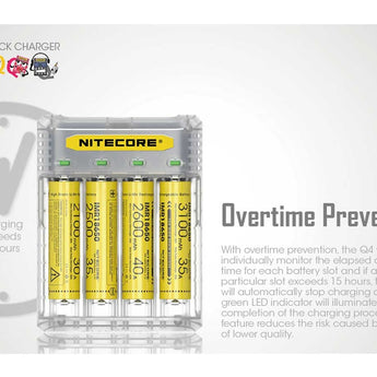 Nitecore Q4 4-Bay Quick Charger for Li-Ion, IMR Batteries - Comes in a Variety of Colors