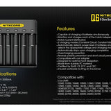 Nitecore Q6 6 Bay Battery Charger for Li-Ion, IMR Batteries - 2A Output - Fits 10440, 14500, 16500, 16340, 17500, 17650, 17670, 18350, 18490, 18500, 18650, 20700, 21700, 22650, 26500, 26650, and more