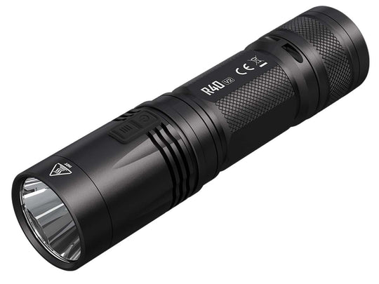 Nitecore R40 V2 USB-C Rechargeable Long-Range Searchlight with Charging Dock - CREE XP-L2 V6 LED - 1200 Lumens - Includes 1 x 21700