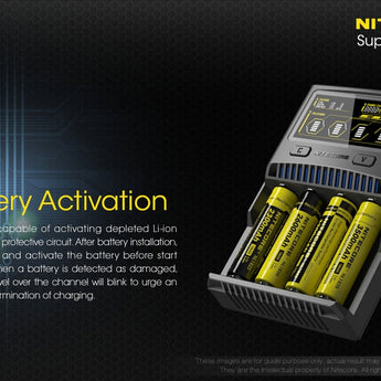 Nitecore Superb Charger SC4 4-Channel Selectable Current Smart Battery Charger for Li-ion, Ni-Cd, NiMH Batteries, and USB Devices