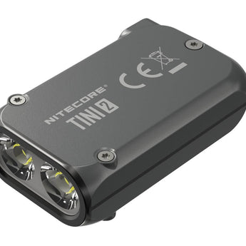 Nitecore TINI-2 Dual-Core USB-C Rechargeable LED Keychain Flashlight - 500 Lumens - 2 x OSRAM P8 - Uses Built-In 280mAh Li-ion Battery Pack - Aluminum Alloy, Stainless Steel, or Titanium - Black or Gray