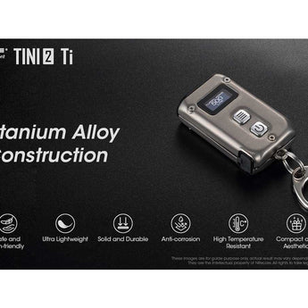 Nitecore TINI-2 Dual-Core USB-C Rechargeable LED Keychain Flashlight - 500 Lumens - 2 x OSRAM P8 - Uses Built-In 280mAh Li-ion Battery Pack - Aluminum Alloy, Stainless Steel, or Titanium - Black or Gray