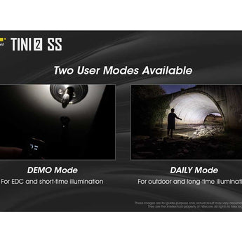 Nitecore TINI-2 Dual-Core USB-C Rechargeable LED Keychain Flashlight - 500 Lumens - 2 x OSRAM P8 - Uses Built-In 280mAh Li-ion Battery Pack - Aluminum Alloy, Stainless Steel, or Titanium - Black or Gray