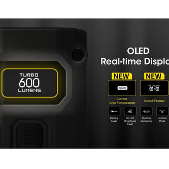 Nitecore TINI 3 USB-C Rechargeable LED Keylight - 600 Lumens - NiteLab MCT UHE - Uses Built-in 330mAh Li-ion Battery Pack - Black, Gray, or Orange